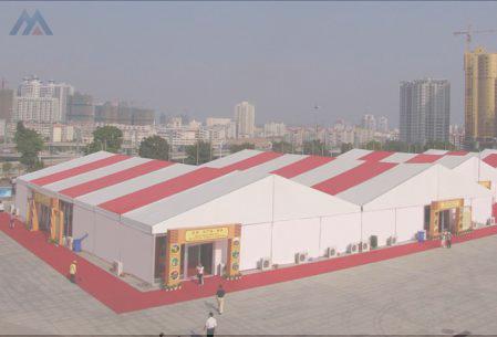 large outdoor colorful exhibition tent group
